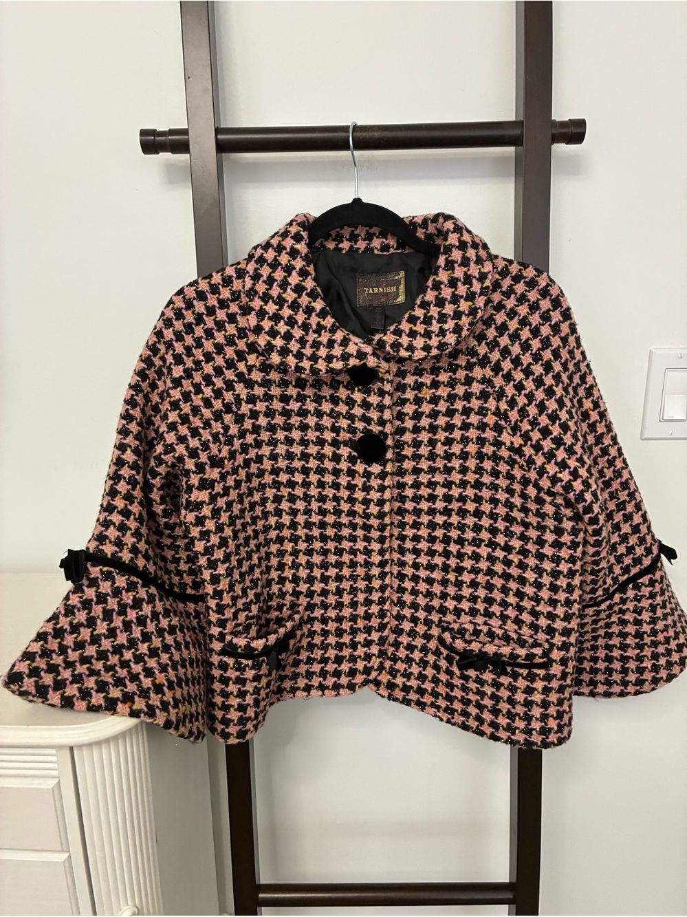 Tarnish Pink & Black Houndstooth Jacket
